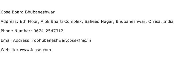 Cbse Board Bhubaneshwar Address Contact Number