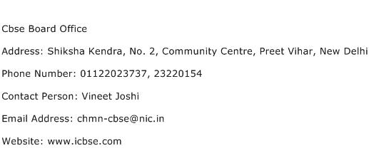 Cbse Board Office Address Contact Number