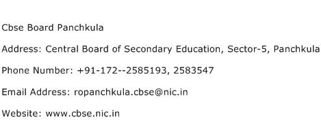 Cbse Board Panchkula Address Contact Number