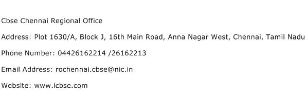 Cbse Chennai Regional Office Address Contact Number