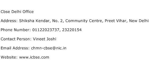 Cbse Delhi Office Address Contact Number