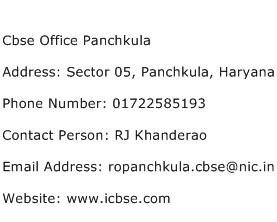 Cbse Office Panchkula Address Contact Number
