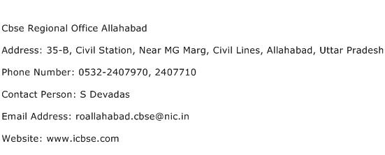 Cbse Regional Office Allahabad Address Contact Number