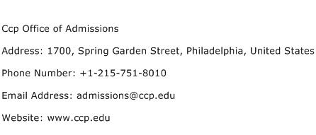 Ccp Office of Admissions Address Contact Number