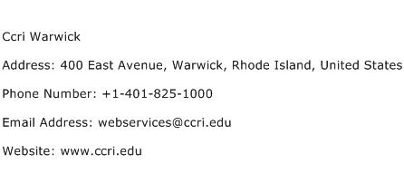 Ccri Warwick Address Contact Number