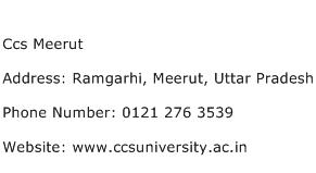 Ccs Meerut Address Contact Number
