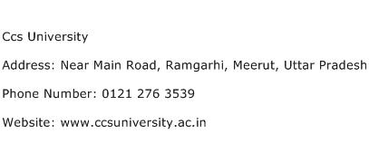 Ccs University Address Contact Number