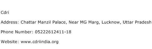 Cdri Address Contact Number