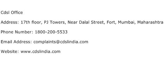 Cdsl Office Address Contact Number