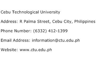 Cebu Technological University Address Contact Number