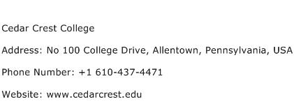 Cedar Crest College Address Contact Number