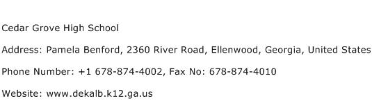 Cedar Grove High School Address Contact Number