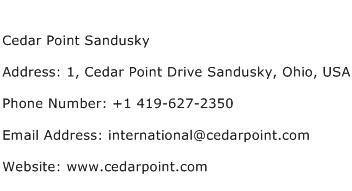 Cedar Point Sandusky Address Contact Number