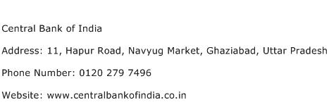 Central Bank of India Address Contact Number