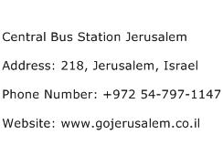 Central Bus Station Jerusalem Address Contact Number