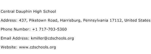 Central Dauphin High School Address Contact Number