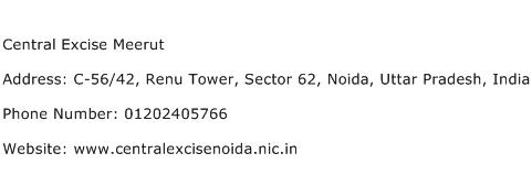 Central Excise Meerut Address Contact Number