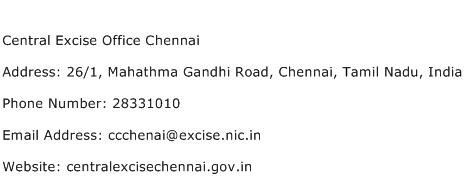 Central Excise Office Chennai Address Contact Number