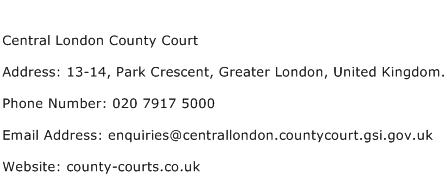 Central London County Court Address Contact Number