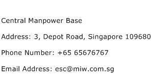 Central Manpower Base Address Contact Number