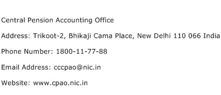 Central Pension Accounting Office Address Contact Number