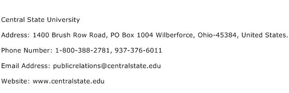 Central State University Address Contact Number