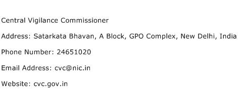 Central Vigilance Commissioner Address Contact Number