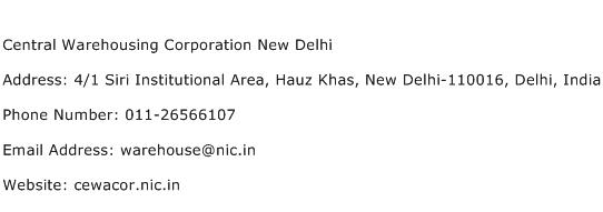 Central Warehousing Corporation New Delhi Address Contact Number