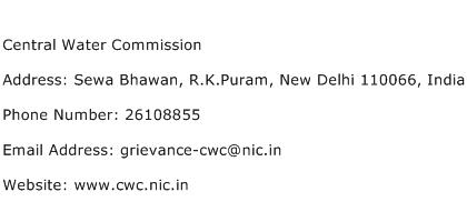 Central Water Commission Address Contact Number