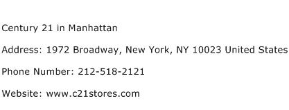 Century 21 in Manhattan Address Contact Number