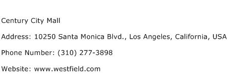 Century City Mall Address Contact Number