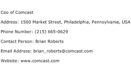 Ceo of Comcast Address Contact Number
