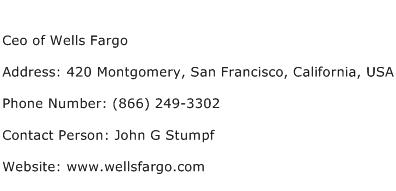 Ceo of Wells Fargo Address Contact Number
