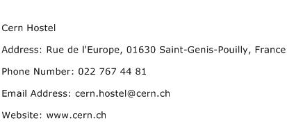 Cern Hostel Address Contact Number