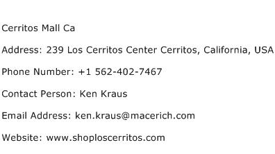 Cerritos Mall Ca Address Contact Number