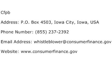 Cfpb Address Contact Number