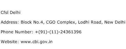 Cfsl Delhi Address Contact Number