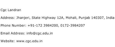 Cgc Landran Address Contact Number