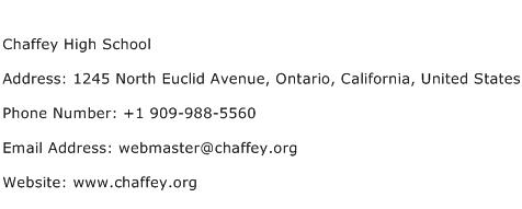 Chaffey High School Address Contact Number