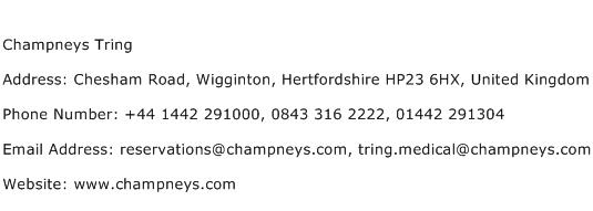 Champneys Tring Address Contact Number