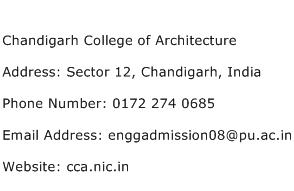 Chandigarh College of Architecture Address Contact Number