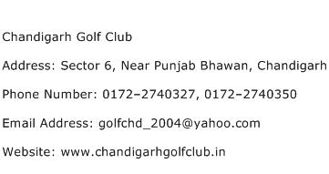 Chandigarh Golf Club Address Contact Number