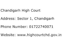 Chandigarh High Court Address Contact Number