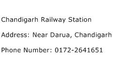 Chandigarh Railway Station Address Contact Number