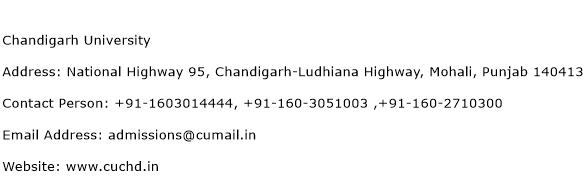 Chandigarh University Address Contact Number