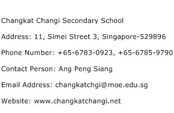 Changkat Changi Secondary School Address Contact Number