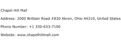 Chapel Hill Mall Address Contact Number