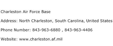 Charleston Air Force Base Address Contact Number