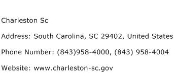 Charleston Sc Address Contact Number