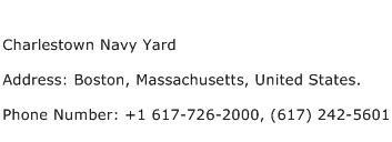 Charlestown Navy Yard Address Contact Number